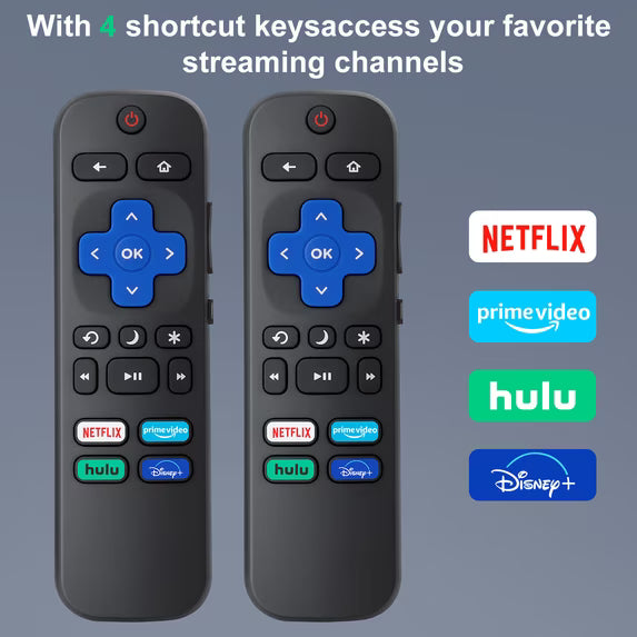 2Pcs Universal Replacement Remote Control Accessories, Works w/ Hisense/Onn/TCL Roku Smart TVs