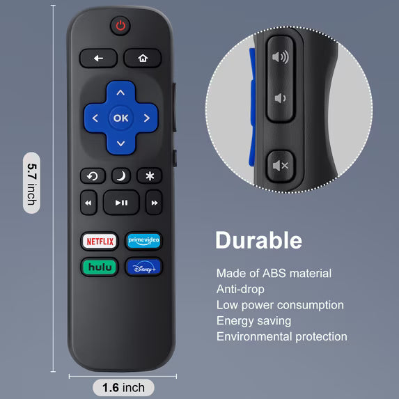 2Pcs Universal Replacement Remote Control Accessories, Works w/ Hisense/Onn/TCL Roku Smart TVs
