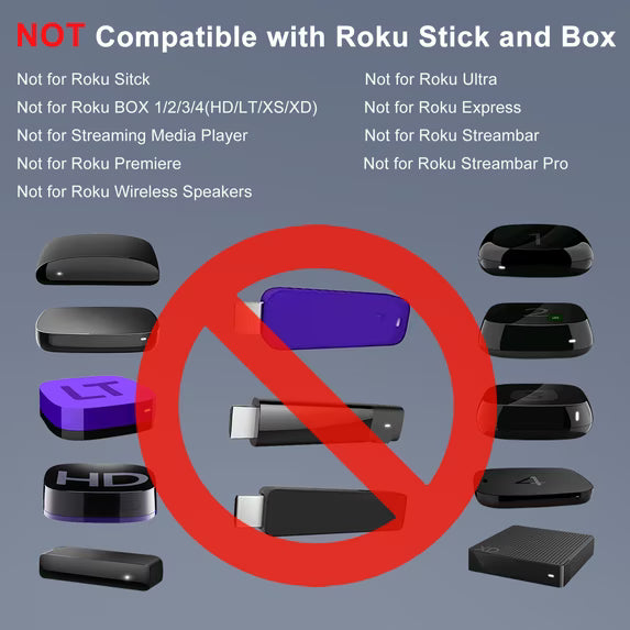 2Pcs Universal Replacement Remote Control Accessories, Works w/ Hisense/Onn/TCL Roku Smart TVs