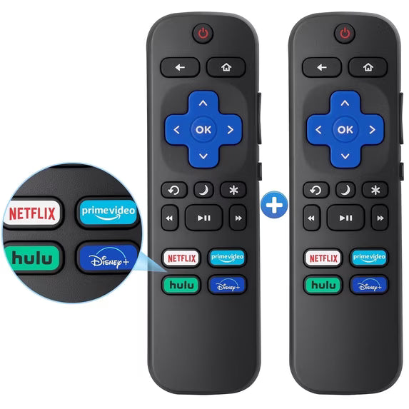 2Pcs Universal Replacement Remote Control Accessories, Works w/ Hisense/Onn/TCL Roku Smart TVs