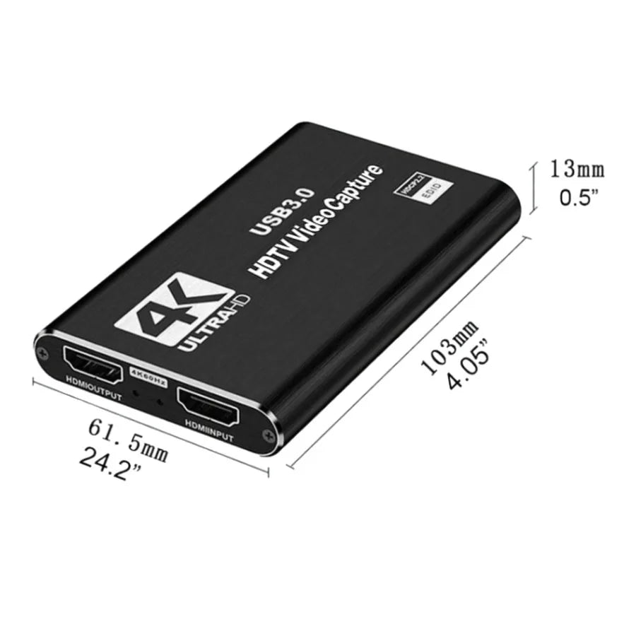 4K Video Capture Card - Record & Stream PS4 Xbox PC Gameplay in HD via USB 3.0”