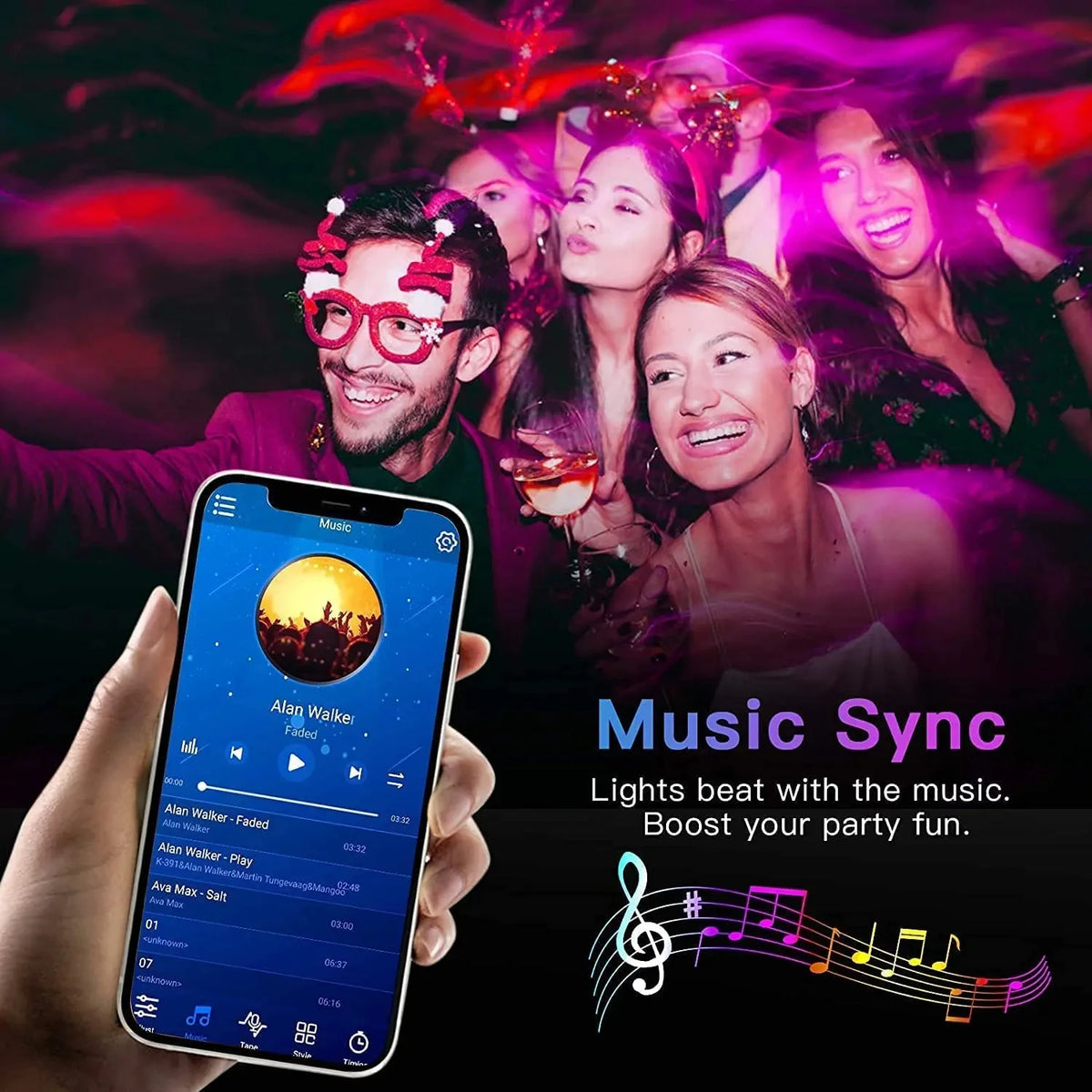 Smart LED Strip Lights - Bluetooth App Control, RGB Color Changing