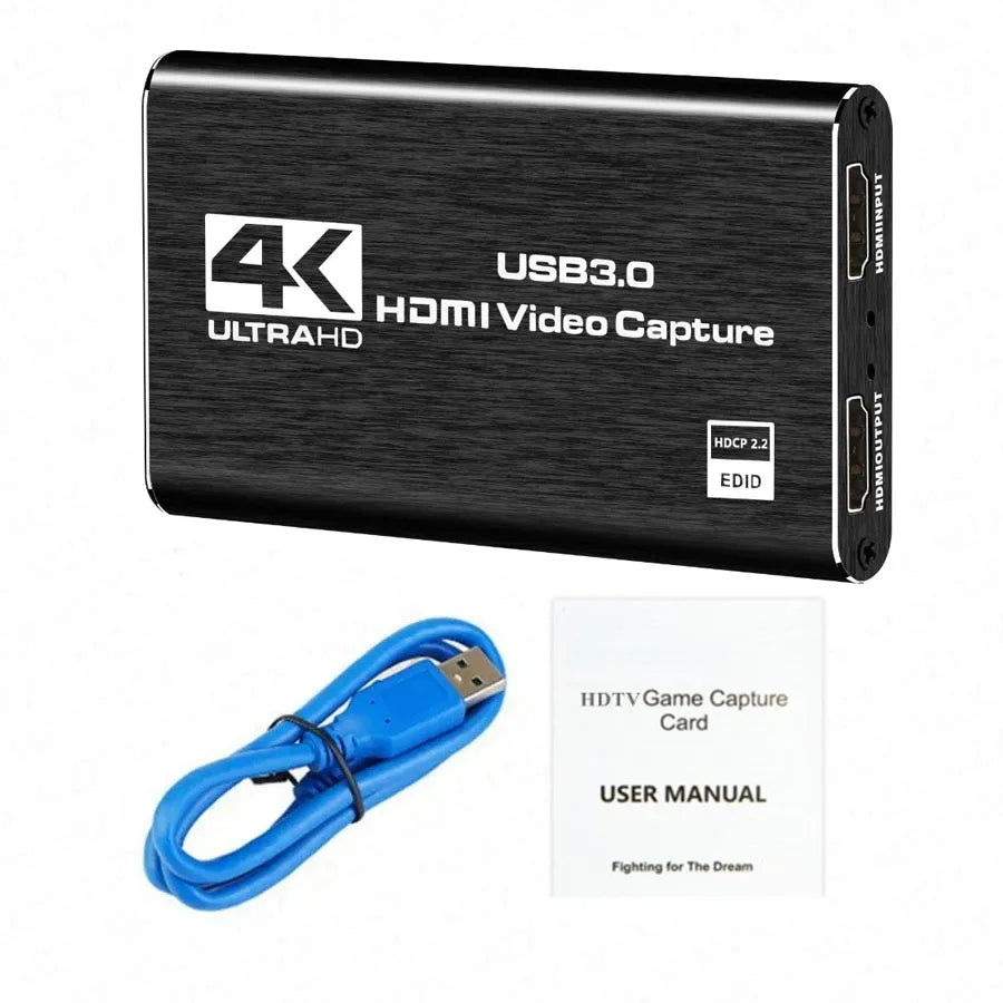 4K Video Capture Card - Record & Stream PS4 Xbox PC Gameplay in HD via USB 3.0”