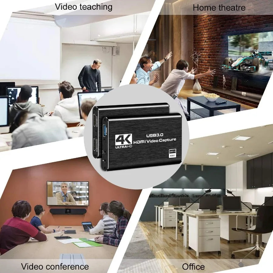4K Video Capture Card - Record & Stream PS4 Xbox PC Gameplay in HD via USB 3.0”