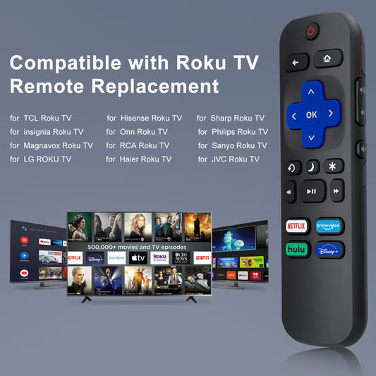 2Pcs Universal Replacement Remote Control Accessories, Works w/ Hisense/Onn/TCL Roku Smart TVs